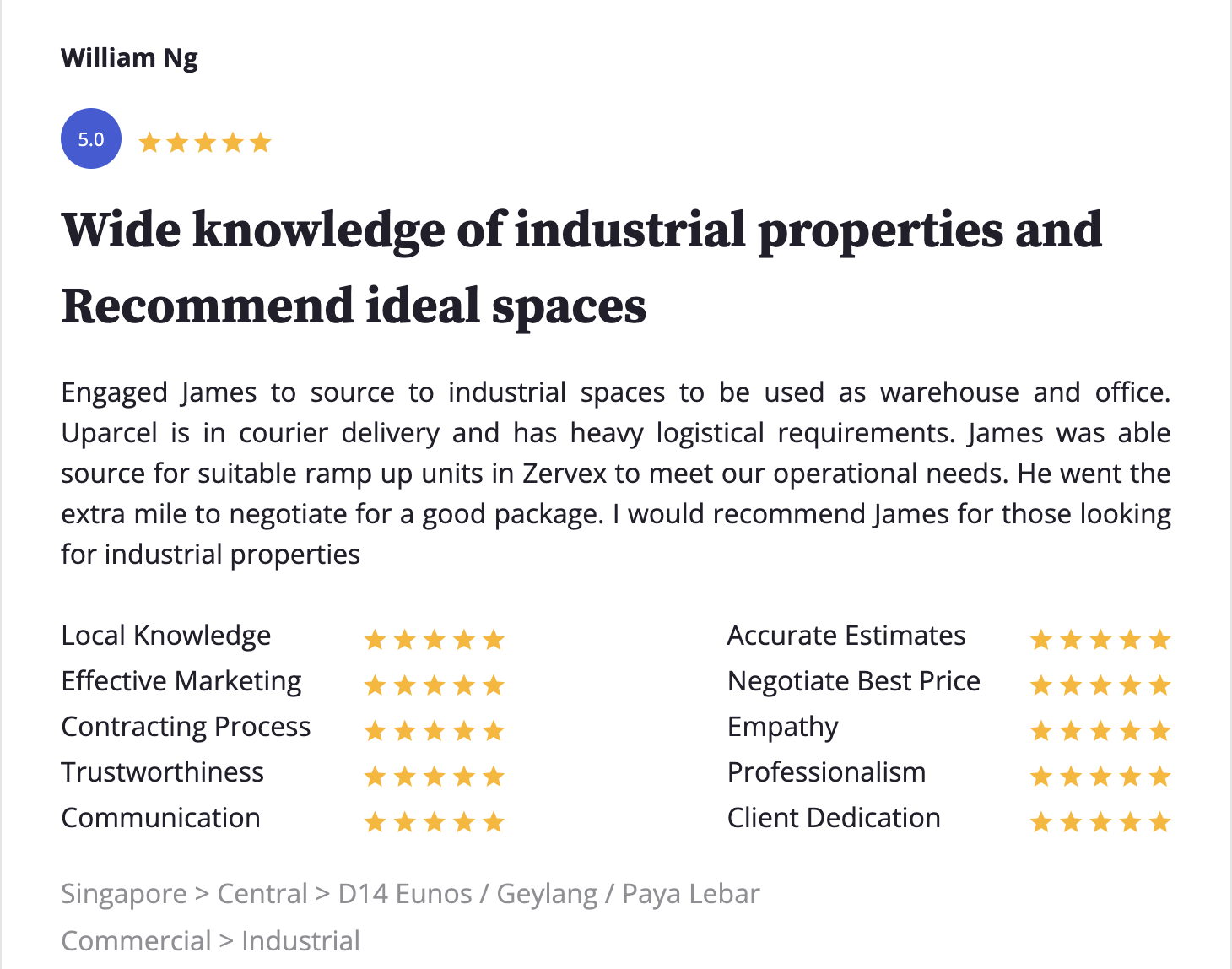 Customer Review - William Uparcel Customer Review - William Uparcel